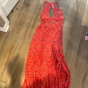 Free people knit maxi dress with key hole cut out